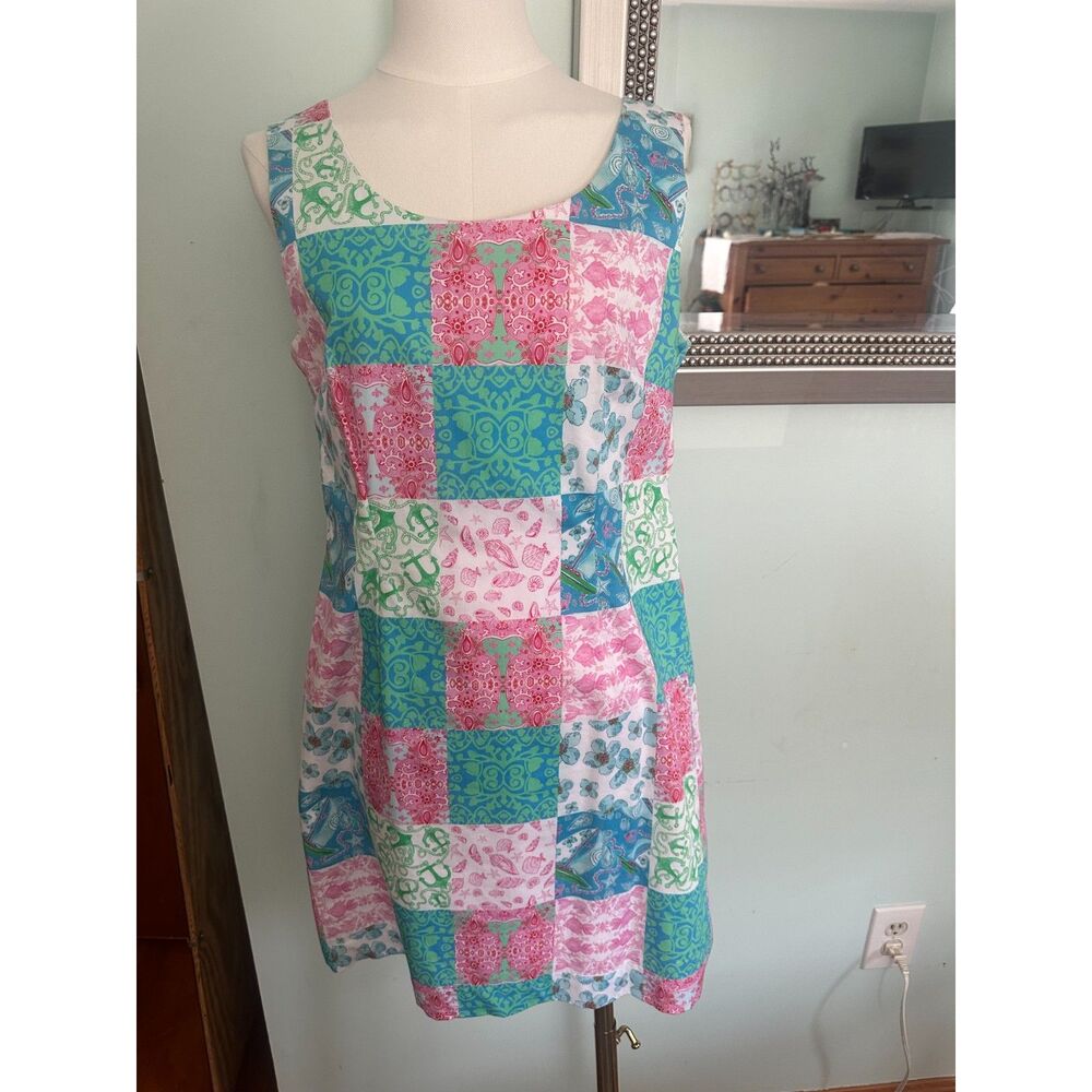Kaeli Smith Coastal Nautical Patchwork Shift Dress Size 12
